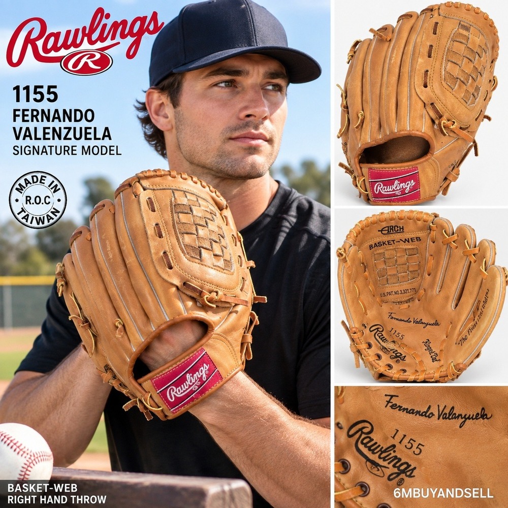 Rawlings 1155 Fernando Valenzuela Signature Baseball Glove Basket-Web RHT Tan